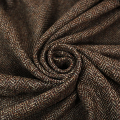 Tissu tweed laine chevron - ton moka
