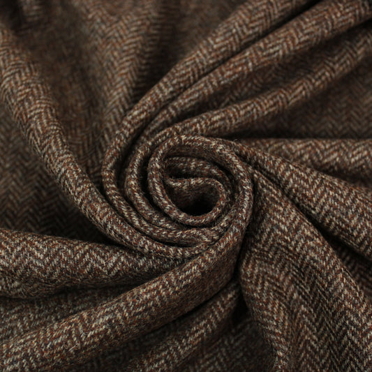 Tissu tweed laine chevron - ton moka