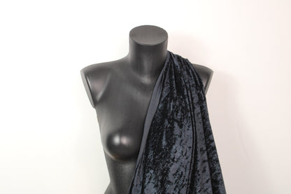 Tissu maille velours frappé - bleu marine foncé - photo 3/4 | So Tissus