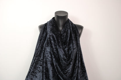 Tissu maille velours frappé - bleu marine foncé - photo 4/4 | So Tissus