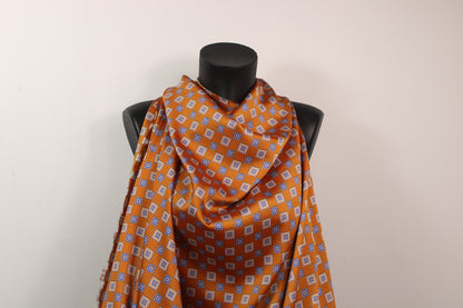 Tissu twill  - imprimé petit carré - orange et bleu - photo 4/5 | So Tissus
