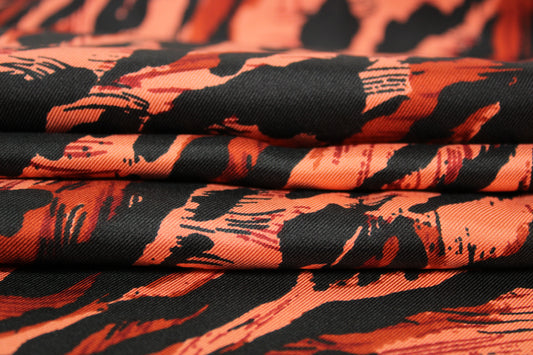 Tissu twill de soie - imprimé leopard - ton orangé - photo 2/4 | So Tissus