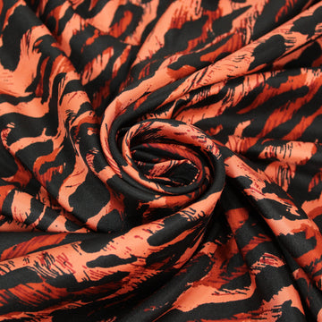 Tissu twill de soie - imprimé leopard - ton orangé