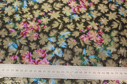 Tissu brocart - imprimé fleuri - doré et multicolore - photo 5/5 | So Tissus