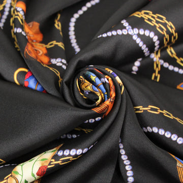 Tissu twill polyester - imprimé botte - noir et multicolore