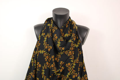 Tissu viscose - imprimé fleurs et papillons - ton noir - photo 3/4 | So Tissus