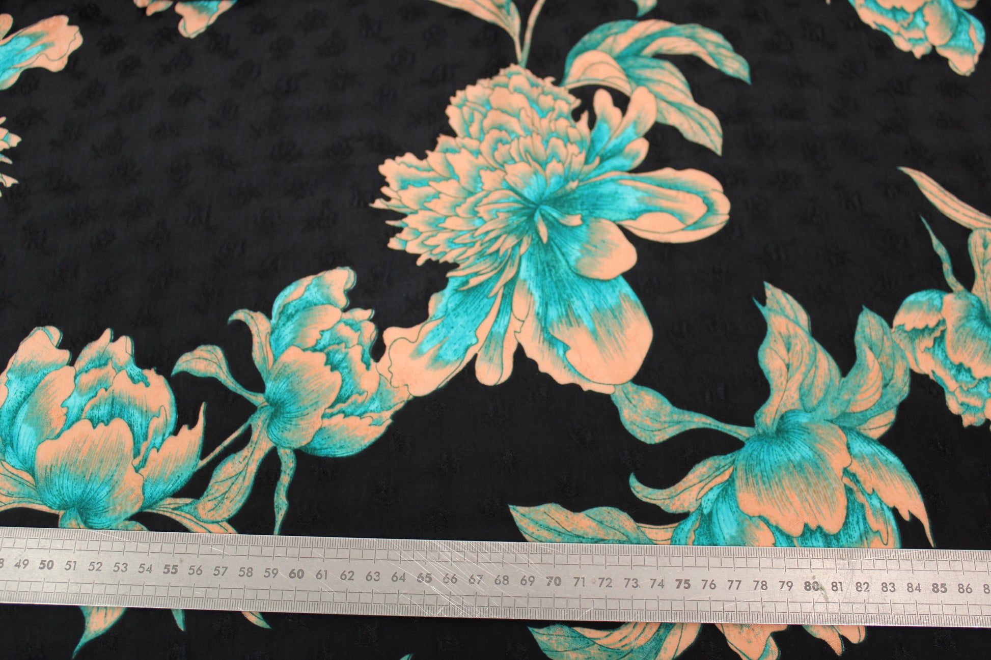 Tissu viscose - imprimé fleuri  - beige et turquoise - photo 5/5 | So Tissus