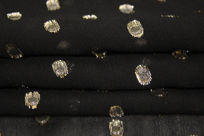 Tissu voile de viscose - noir à pois doré - photo 2/5 | So Tissus