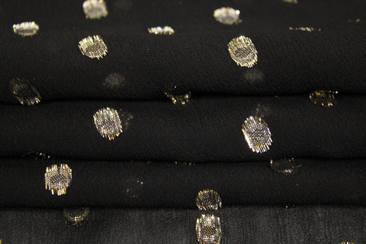 Tissu voile de viscose - noir à pois doré - photo 2/5 | So Tissus