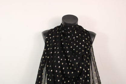 Tissu voile de viscose - noir à pois doré - photo 4/5 | So Tissus