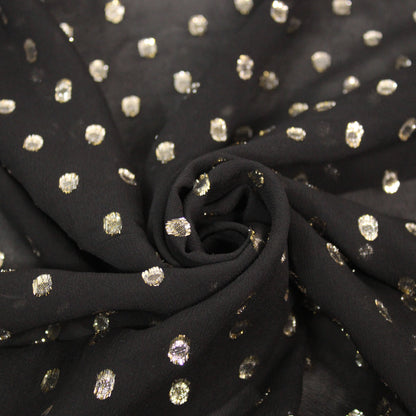Tissu voile de viscose - noir à pois doré - photo 1/5 | So Tissus
