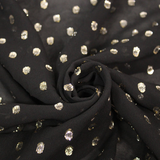 Tissu voile de viscose - noir à pois doré - photo 1/5 | So Tissus
