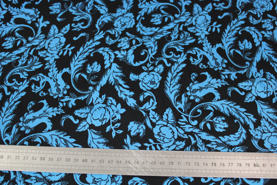 Tissu twill - imprimé fleuri - bleu