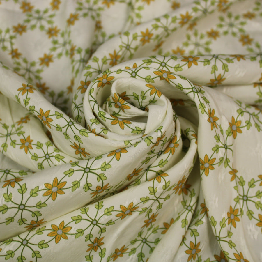 Tissu viscose - imprimé fleuri - jaune et vert