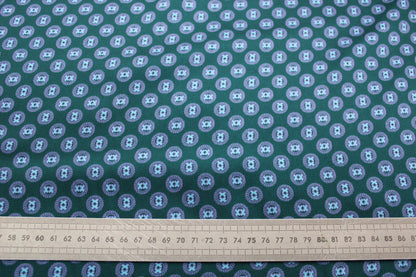 Tissu twill  - imprimé circulaire - vert sapin et rose - photo 5/5 | So Tissus