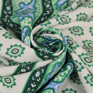 Tissu viscose - imprimé abstrait - rayure verte - ton vert d'eau