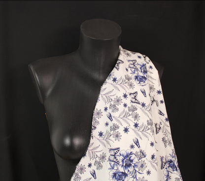 Tissu viscose - imprimé papillon - bleu et blanc - photo 3/4 | So Tissus