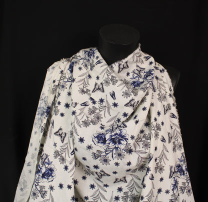 Tissu viscose - imprimé papillon - bleu et blanc - photo 4/4 | So Tissus