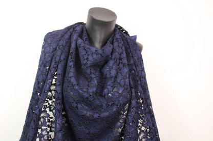 Tissu dentelle fleuri - bleu marine - photo 4/5 | So Tissus