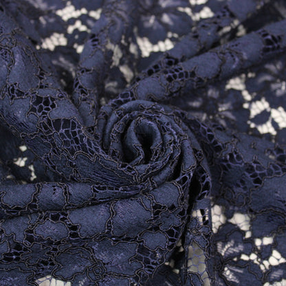 Tissu dentelle fleuri - bleu marine - photo 1/5 | So Tissus