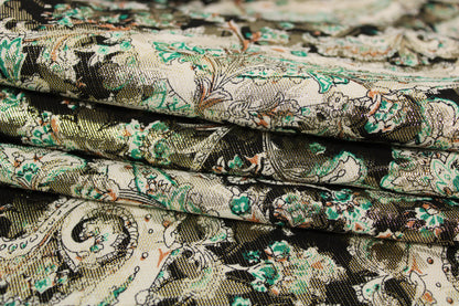 Tissu brocart - imprimé cachemire - doré et multicolore - photo 2/5 | So Tissus