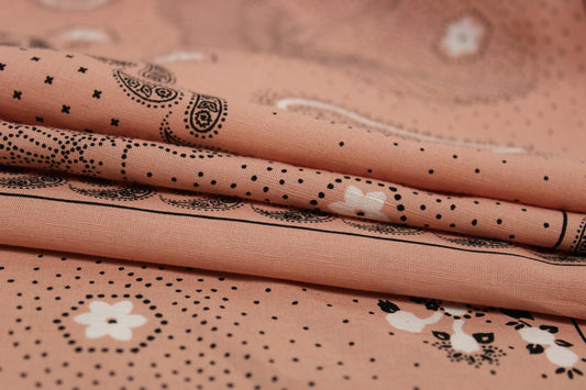 Tissu viscose - imprimé cachemire et fleur - ton rose - photo 2/5 | So Tissus