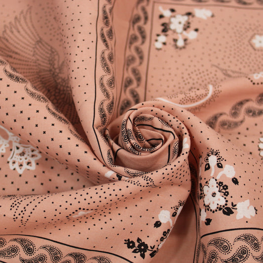 Tissu viscose - imprimé cachemire et fleur - ton rose - photo 1/5 | So Tissus