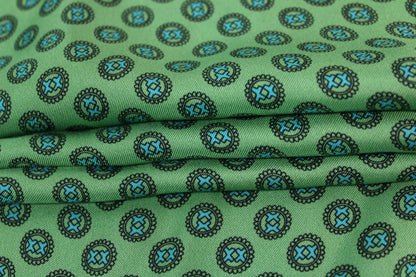Tissu twill de soie - imprimé circulaire - vert d'eau et bleu - photo 2/5 | So Tissus