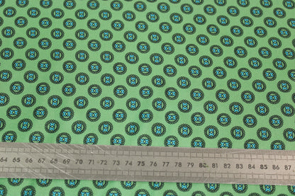 Tissu twill de soie - imprimé circulaire - vert d'eau et bleu - photo 5/5 | So Tissus