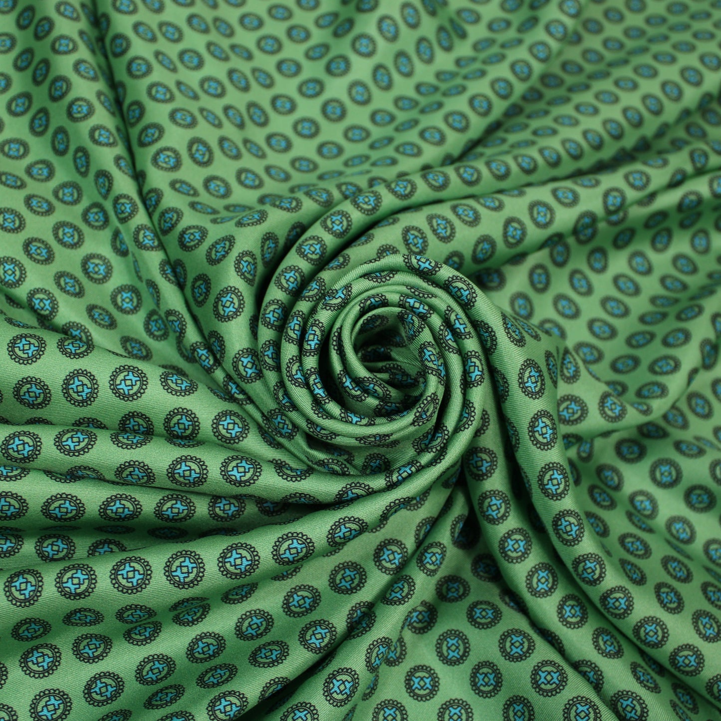 Tissu twill de soie - imprimé circulaire - vert d'eau et bleu - photo 1/5 | So Tissus