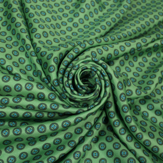 Tissu twill de soie - imprimé circulaire - vert d'eau et bleu - photo 1/5 | So Tissus