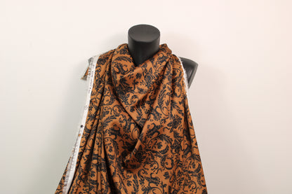 Tissu twill - imprimé fleuri - ton orangé - photo 4/5 | So Tissus