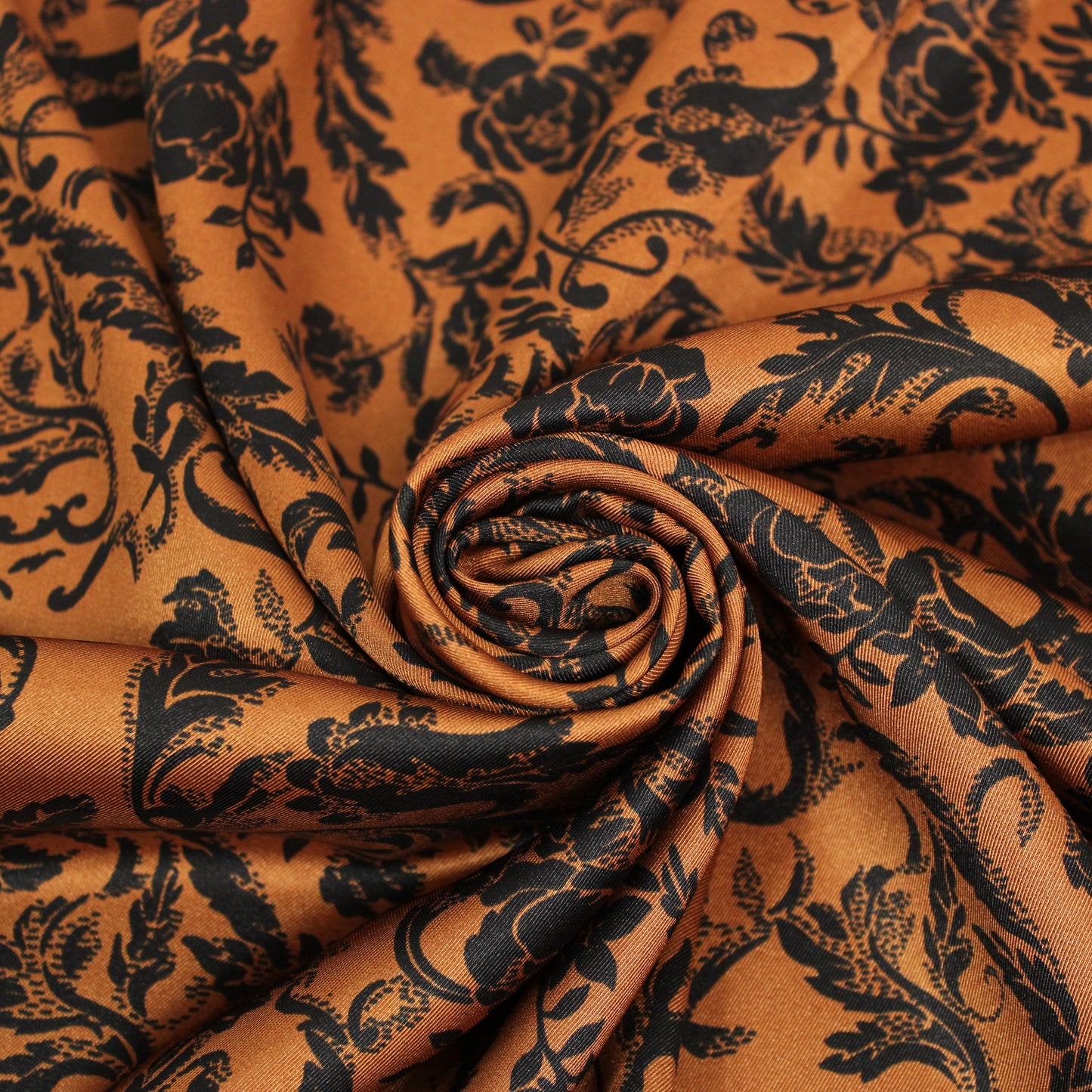 Tissu twill - imprimé fleuri - ton orangé - photo 1/5 | So Tissus