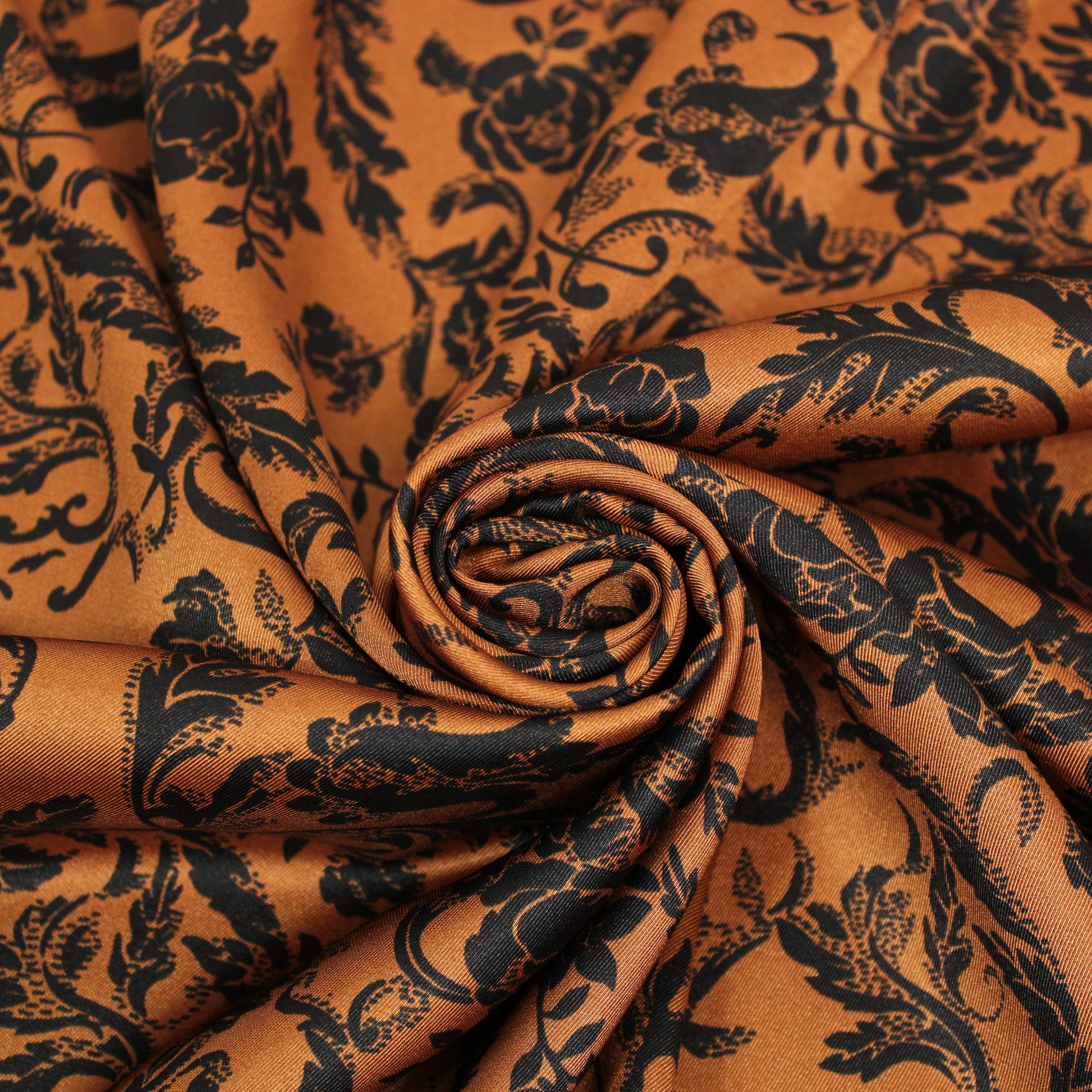 Tissu twill - imprimé fleuri - ton orangé - photo 1/5 | So Tissus