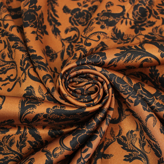 Tissu twill - imprimé fleuri - ton orangé - photo 1/5 | So Tissus
