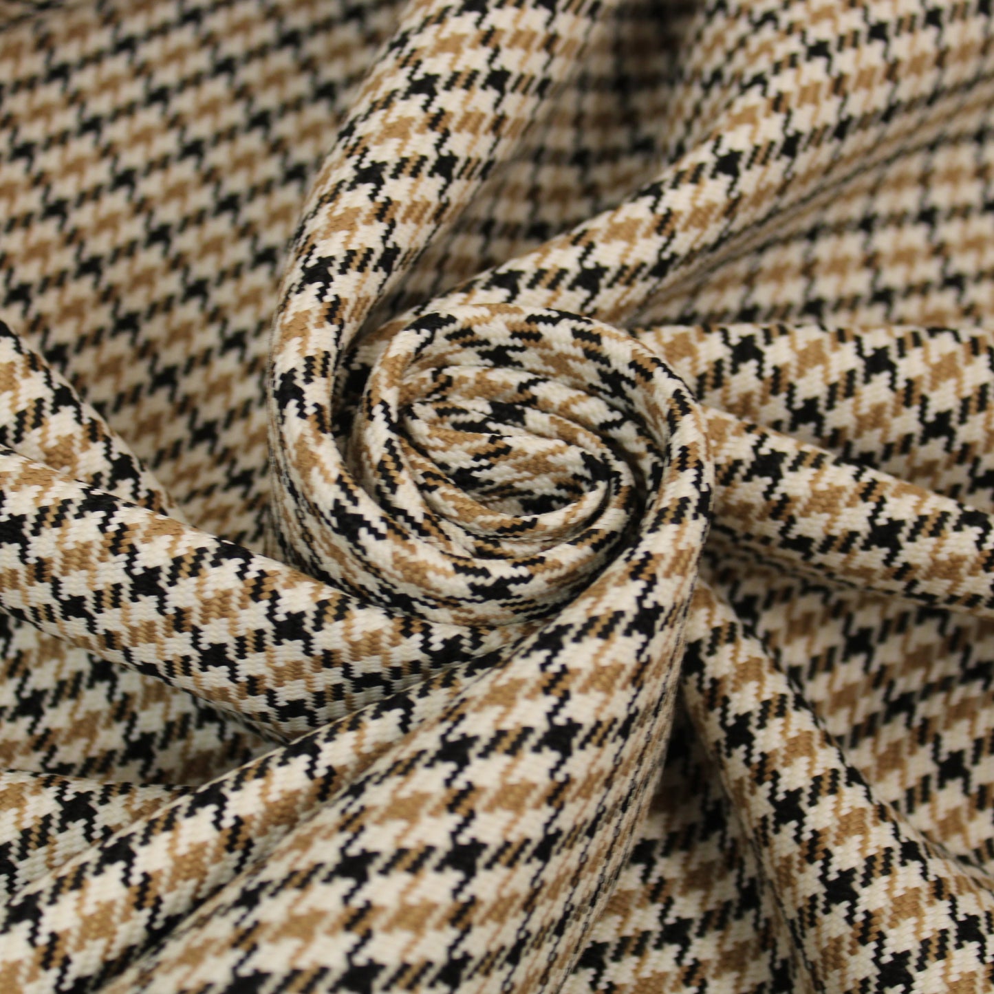 Tissu tweed - imprimé pied de poule - à carreaux - ton beige et marron - photo 1/4 | So Tissus