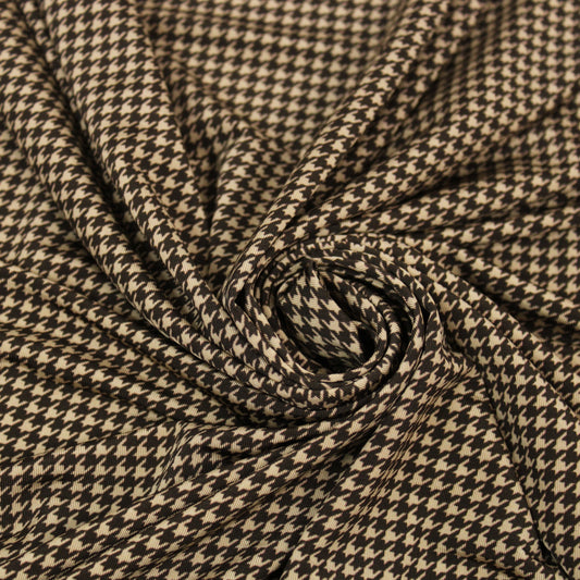 Tissu maille - imprimé pied de poule - marron et beige - photo 1/5 | So Tissus