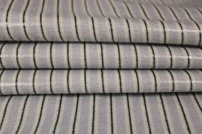 Tissu coton enduit  - à rayure - blanc bleu et noir - photo 2/5 | So Tissus