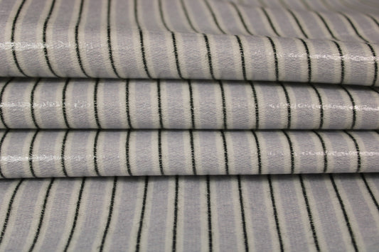 Tissu coton enduit  - à rayure - blanc bleu et noir - photo 2/5 | So Tissus