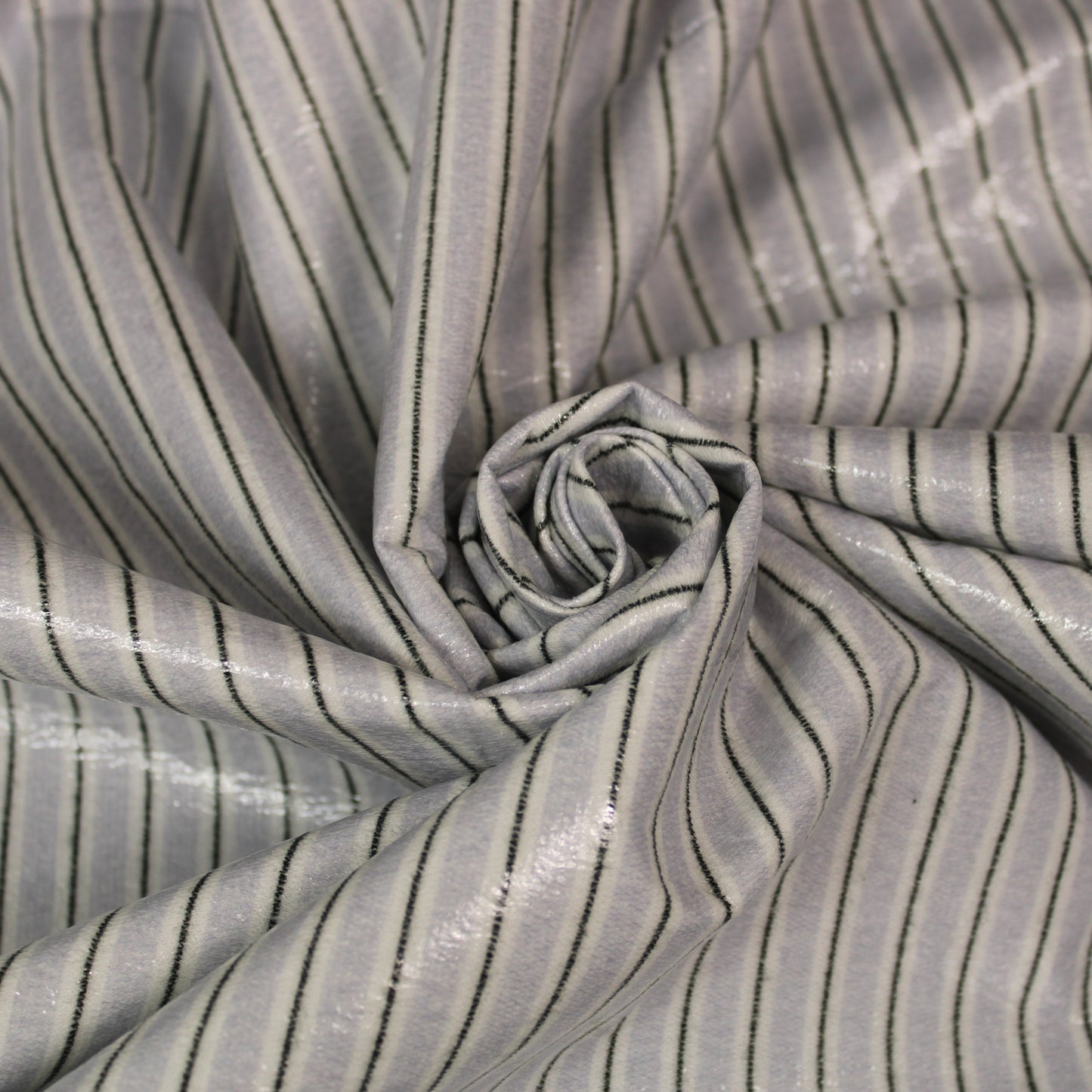 Tissu coton enduit  - à rayure - blanc bleu et noir - photo 1/5 | So Tissus