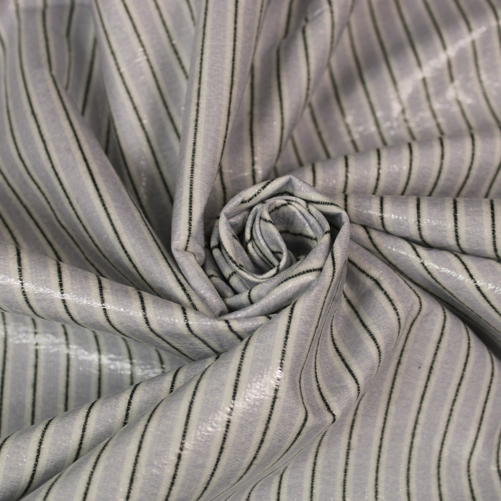 Tissu coton enduit  - à rayure - blanc bleu et noir - photo 1/5 | So Tissus