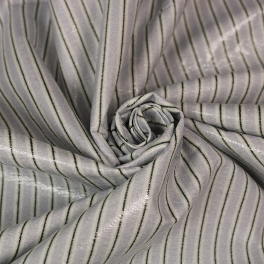 Tissu coton enduit  - à rayure - blanc bleu et noir - photo 1/5 | So Tissus