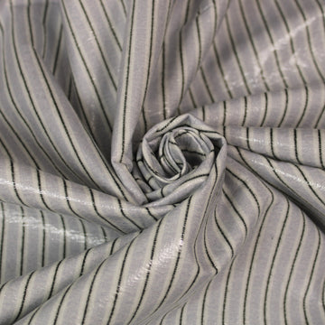 Tissu coton enduit  - à rayure - blanc bleu et noir