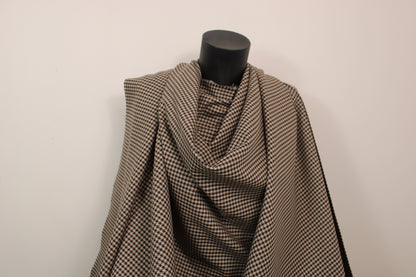 Tissu crêpe de laine stretch laine - pieds de poule - marron et beige - photo 4/5 | So Tissus
