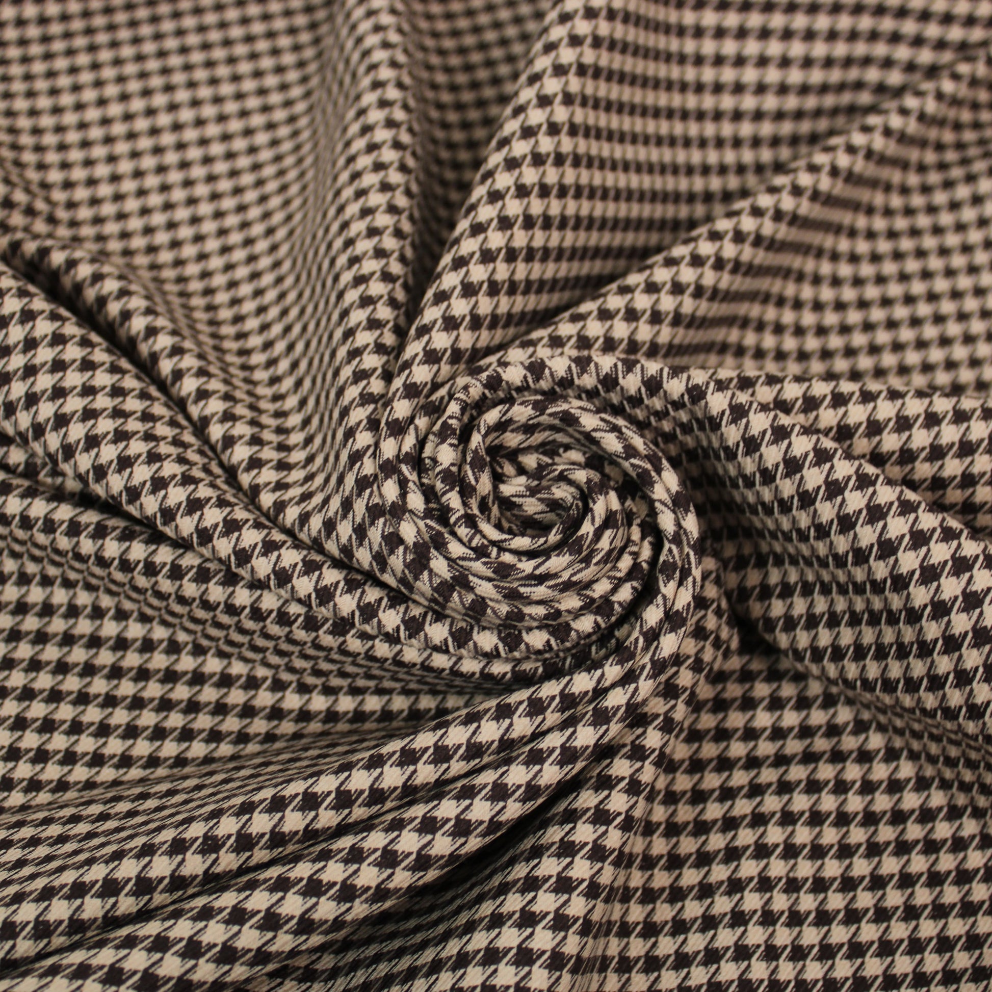 Tissu crêpe de laine stretch laine - pieds de poule - marron et beige - photo 1/5 | So Tissus