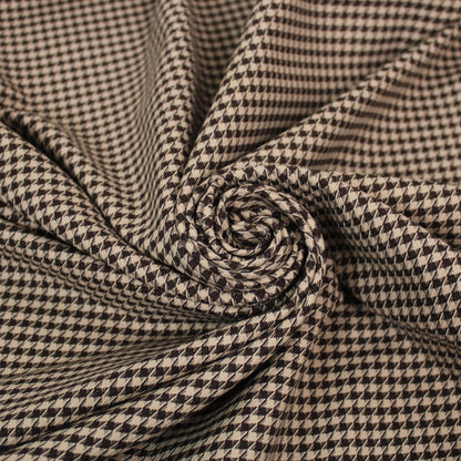 Tissu crêpe de laine stretch laine - pieds de poule - marron et beige - photo 1/5 | So Tissus