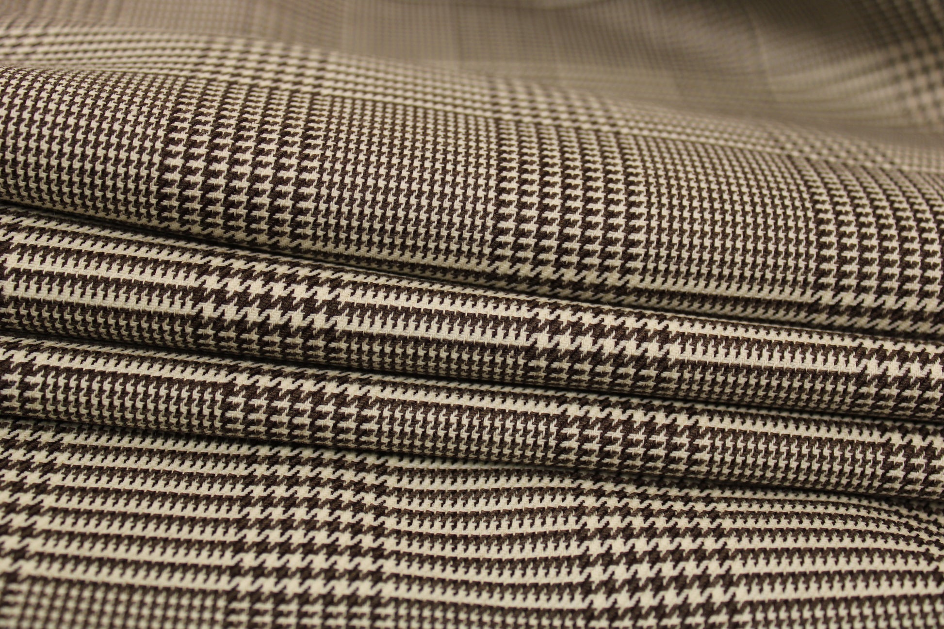 Tissu crêpe de laine stretch  - prince de galles - marron et beige - photo 2/5 | So Tissus