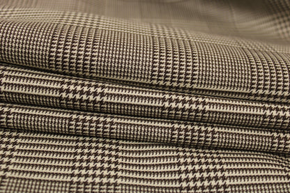 Tissu crêpe de laine stretch  - prince de galles - marron et beige - photo 2/5 | So Tissus