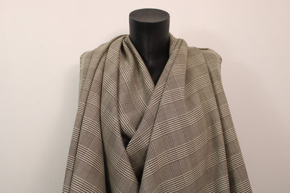 Tissu crêpe de laine stretch  - prince de galles - marron et beige - photo 4/5 | So Tissus