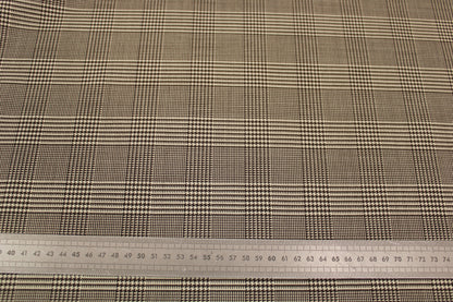 Tissu crêpe de laine stretch  - prince de galles - marron et beige - photo 5/5 | So Tissus